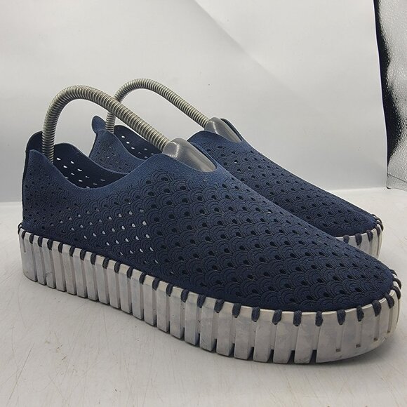 Ilse Jacobsen Plateau Womens 10 Tulip Shoes Slip on Navy Platform Comfort - Picture 1 of 13
